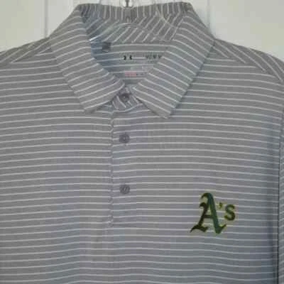 Under Armour Mens S/S MLB Oakland A's Baseball Stretch Golf Polo Shirt NWOT - M - Image 1 of 3