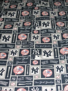 New York Yankees Fabric 1/4 yard Cotton Baseball Bats Logo Sports56"L x 29"w - Picture 1 of 1