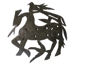 Haitian Joseph L. Juste recycelte Stahltrommel Kunst Vögel & mythisches Pferd Vintage - Bild 1 von 6
