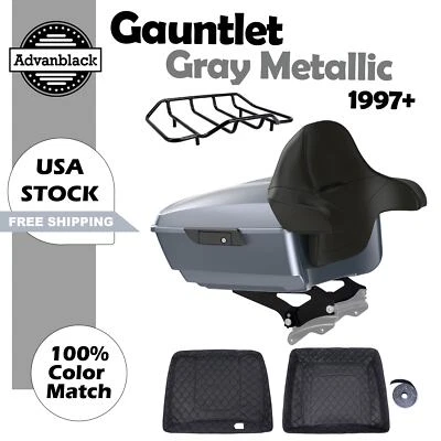 Gauntlet Gris Metálico King Tour Pack Se Adapta a 1997+ Harley Street Road Glide Foto 1 de 4