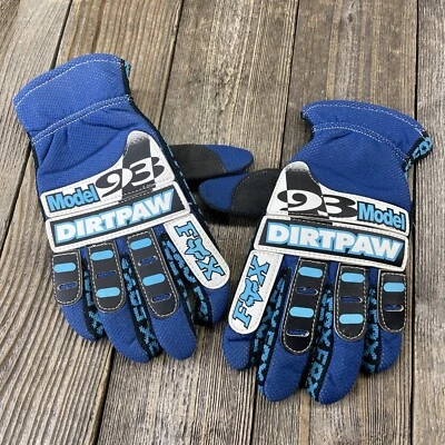 Vintage Fox Racing DIRTPAW Model 93 Moto X Gloves Size 9 Motorcross Blue / Black - Imagem 1 de 4