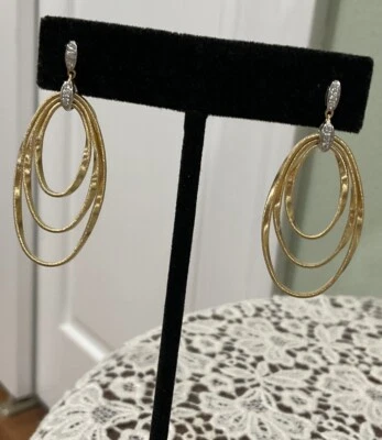 Marco Bicego 18k White & Yellow Gold Triple Loop Earrings With Diamonds $3,800 - Image 1 of 4