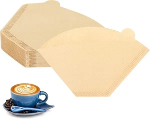 100 Count Disposable 2 Cone Coffee Filter Unbleached Natural 2-6 Cups - Picture 1 of 7