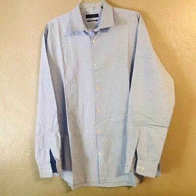 The Men's Store Dress Shirt Extra Large Blue White Plaid Long Sleeve Button Up - Image 1 of 4