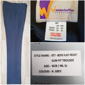 W28 L31 Winterbottom Grey Slim fit Schoolwear Trousers - Picture 1 of 9