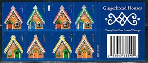 Mint US Gingerbread Houses Booklet Pane of 20 Forever Stamps Scott# 4817-20 MNH - Picture 1 of 2