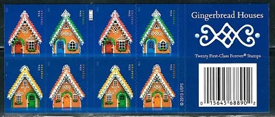 Mint US Gingerbread Houses Booklet Pane of 20 Forever Stamps Scott# 4817-20 MNH - Image 1 of 2