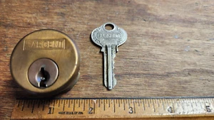 Sargent 1-1/8" Vintage 5 Pin Einsteckzylinder gebraucht massiv Messing 1 Schlüssel - sehr alt - Bild 1 von 4