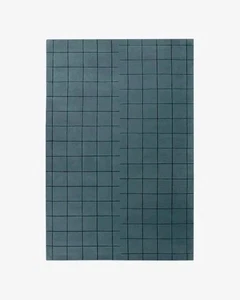 Blue Hand Tufted Area Rug 5x8 Modern Minimalist Grid Pattern Soft Plush Carpet - Picture 1 of 5