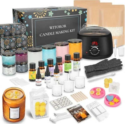 WITOROR Candle Making Kit, Scented Candles Kit Medium, Black Melt Warmer
