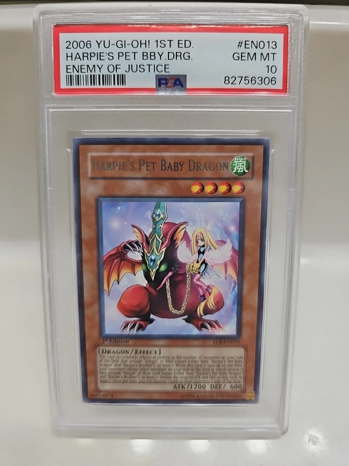 PSA 10 Harpie's Pet Baby Dragon EOJ-EN013 Enemy of Justice Rare - Image 1 of 1