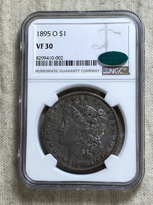 1895-O Morgan Silver Dollar $1 NGC VF30 CAC Approved Great Surfaces Original - Image 1 of 4