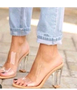 ZARA VINYL HEELED SANDALS SIZE USA 6.5 24.00 CM 3316/310/087 - Picture 1 of 10