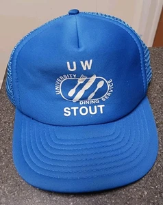 Rare 80's Vintage University Wisconsin Stout UW Dining Service Snapback Cap Hat - Bild 1 von 7
