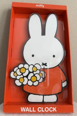 "Reloj de Pared Miffy NUEVO Naranja Big Bunny Con Flores 21"" Alto - Raro"   Foto 1 de 2