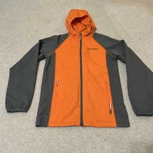 Columbia Sportswear Boys Medium 10/12 Orange Hooded Windbreaker Lightweight Zip - Picture 1 of 14
