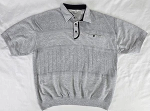 Vintage Classics by Palmland Poloshirt Herren XL grau gebändert Taille 90er Golf Strick - Bild 1 von 6