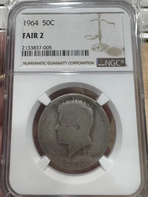 FAIR 2 1964 P Kennedy Half Dollar - Graded NGC LOW Ball, 3837-005, Free Shipping - Image 1 of 2
