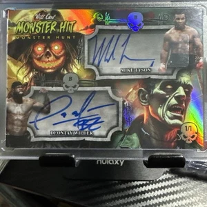 Mike Tyson, Deontay Wilder Wild Card Monster Hit Monster Hunt Boo! 1/1 Dual Auto - Picture 1 of 5