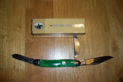 ROUGH RIDER RR208 GREEN SMOOTH BONE STOCKMAN KNIFE. - Image 1 of 3