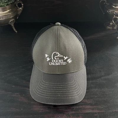 DUCKS UNLIMITED Olive Green Black Hat  Mesh Back Adjustable Hunting - Image 1 of 4