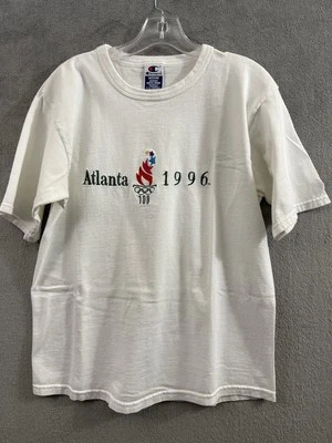 Vintage Champion Atlanta 1996 Olympics T-Shirt Men's Medium White Graphic - Image 1 of 4