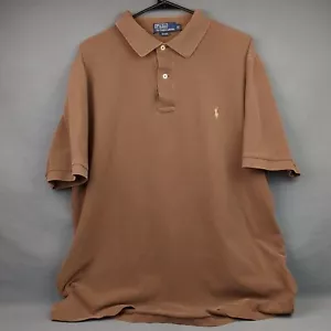 Vtg Polo Ralph Lauren Shirt Mens XLT TALL Brown Short Sleeve Pony 2 Button - Picture 1 of 10
