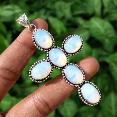 Regalo Para Mamá Opalita Piedras Preciosas Entrecruzadas Colgante Plata 925 Dije Joyería Foto 1 de 4