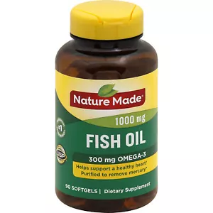 Nature Made Fish Oil 1000mg Omega 3 300mg Heart Health Support Softgels 90 ct - Picture 1 of 5