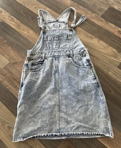 Vintage Chiori Blue Denim Jumper Dress Overalls Size Medium - Picture 1 of 17