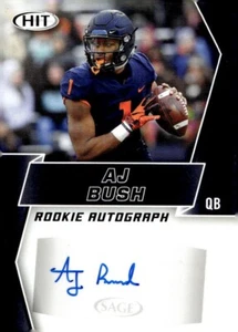2019 SAGE HIT Autographs Black #A97 A.J. Bush Jr Auto Rookie NM-MT - Picture 1 of 2