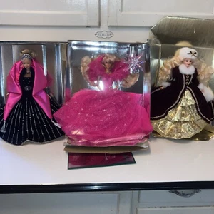 3 Barbie Happy Holidays Special Edition Doll Recently Unboxed 1990 1998 1997 W@W - Picture 1 of 4
