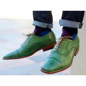 lace up shoe men party Details about   Handmade men green leather shoes men dress formal shoes