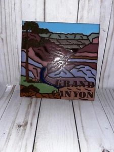 FIESTA Tiles Grand Canyon 6"x6" Pottery Tile, Wood Frame, Wall or Trivet Arizona - Picture 1 of 4