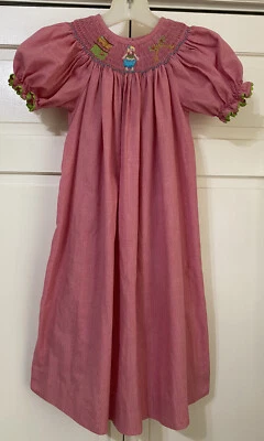 NIÑAS DESEOS SECRETOS ROJO CUADROS HULA NIÑA VESTIDO OBISPO CALADO TALLA 6 Foto 1 de 4