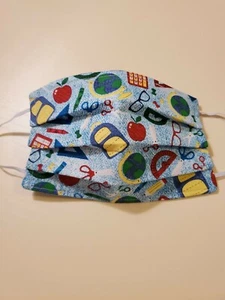 Gesichtsmaske für Erwachsene, Lehrerthema, Klassenzimmer, Schule, Taschenrechner, Brille, Schere - Bild 1 von 2