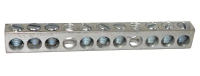 NSI 4-14 11 Holes 9 Circuits Aluminum Neutral Bar 4-14 AWG - Image 1 of 2