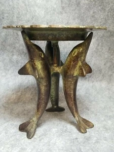 Bronze Dolphin Pillar Candle Holder, 3 1/2" Diameter, 6" Tall - Picture 1 of 3
