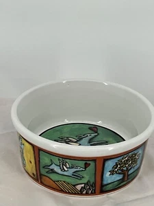 Ursula Dodge "Flight Of The Blue Dog" Stoneware Bowl By Signature - Picture 1 of 7