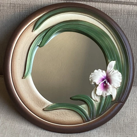 RARE Vintage 83 Sculptured Dimensions Greg Dixon CA 3D Art Nouveau Flower Mirror Cover