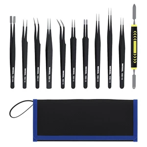MMOBIEL 10x Pinzetten set Industrie Präzision ESD Pinzetten Antistatisch - Bild 1 von 6
