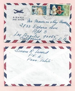 FRENCH POLYNESIA 1966 AIRMAIL COVER - TAHITI TO LOS ANGELES - Picture 1 of 1