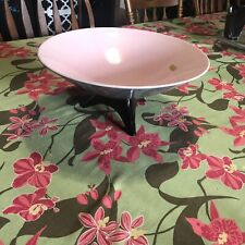 Signed Vintage Royal Haeger Mid-Century 14” Dish Console Bowl Pink & Gray Glaze