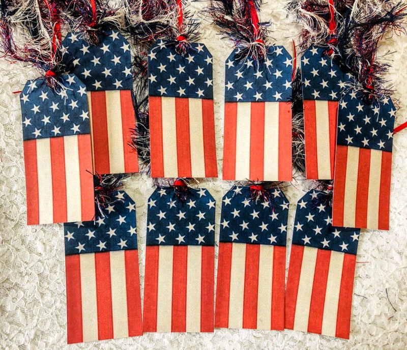 Patriotic USA Flag 10 Gift Hang Tags Americana Style~Ornaments~Journals~486R - Image 1 of 1