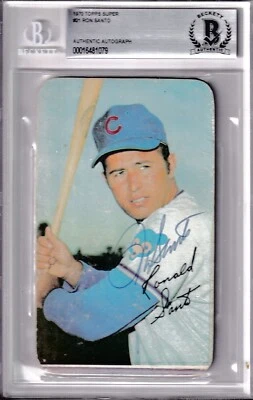 Ron Santo autographed signed autograph Cubs 1970 Topps Super jumbo card BAS slab - Image 1 of 3