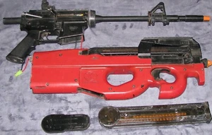 Two Airsoft AEG Rifle Machine Guns FN Herstal P90 and Carbine M15A4 Armalite - Picture 1 of 7
