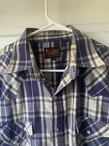 3 Lot Plains Western Wear Pearl Snap Shirts Mens Large Plaid - Picture 1 of 14