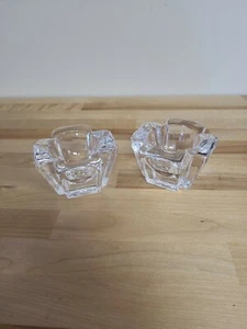 Orrefors Crystal Max Cross Votive Pair Signed, Beautifully Clear, Stunning - Picture 1 of 6