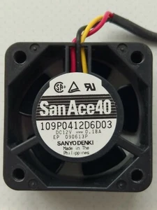Sanyo Denki SanAce40 Fan | 40 x 40 x 20 mm | 12V DC | 109P0412D6D03 | 11000 rpm - Afbeelding 1 van 5