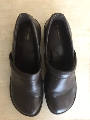 Sonoma Life + Estilo Cuero Marrón Enfermera Trabajo Sin Cordones Mula Zueco Zapatos Talla 9.5 M Foto 1 de 4